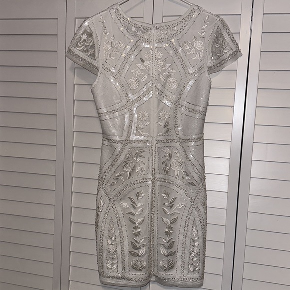 Lulu’s White Sequin Embroidered Mini Dress - Bride Bridal Bachelorette - Picture 7 of 7